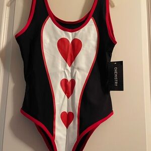 Chemistry Black and Red Heart Bodysuit